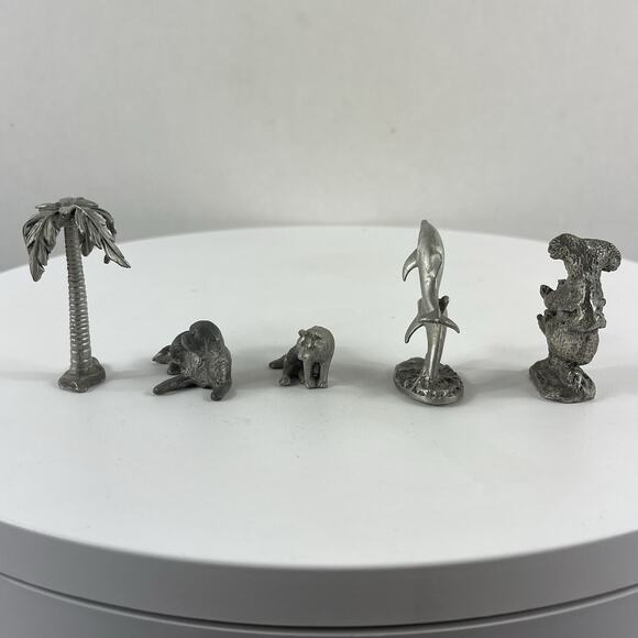 Vintage Wildlife Pewter Figurines Lot Of 5 - Picture 2 of 7